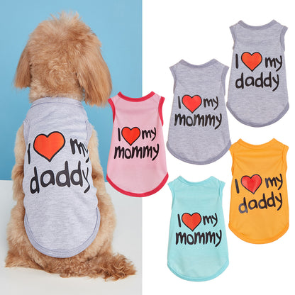 Letter Pattern Pet Clothing For Dogs In Polyester, Perfect For Spring & Summer Seasons