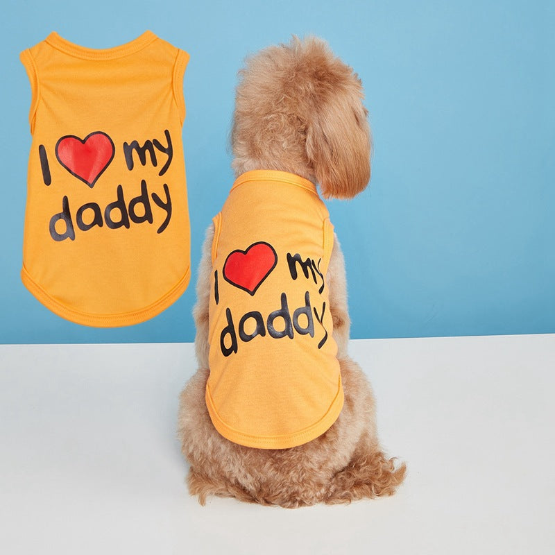 Letter Pattern Pet Clothing For Dogs In Polyester, Perfect For Spring & Summer Seasons