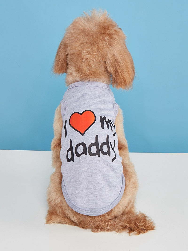 Letter Pattern Pet Clothing For Dogs In Polyester, Perfect For Spring & Summer Seasons