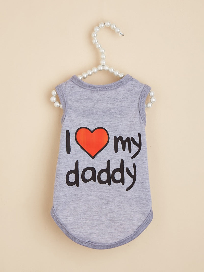 Letter Pattern Pet Clothing For Dogs In Polyester, Perfect For Spring & Summer Seasons