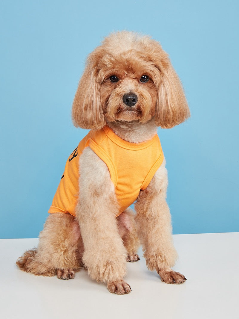 Letter Pattern Pet Clothing For Dogs In Polyester, Perfect For Spring & Summer Seasons