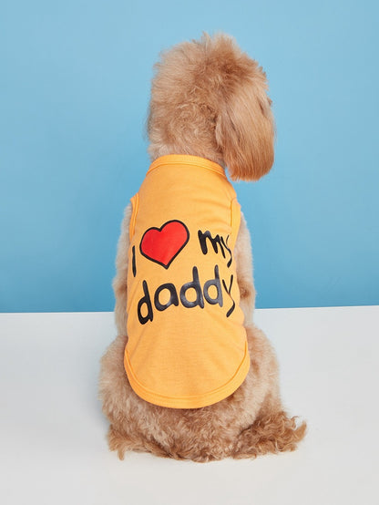Letter Pattern Pet Clothing For Dogs In Polyester, Perfect For Spring & Summer Seasons