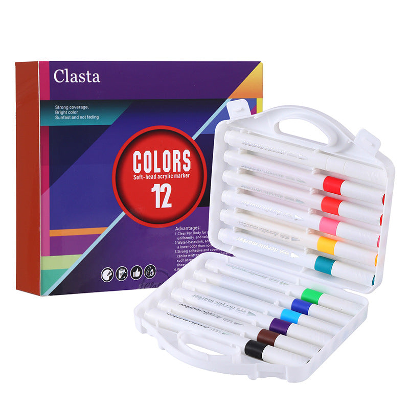 12 Pieces Plastic Marker Pens Set For Drawing And Writing