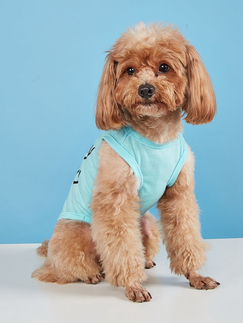 Letter Pattern Pet Clothing For Dogs In Polyester, Perfect For Spring & Summer Seasons