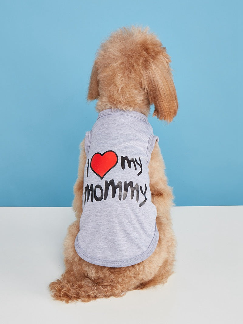 Letter Pattern Pet Clothing For Dogs In Polyester, Perfect For Spring & Summer Seasons
