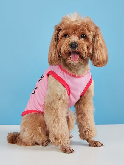 Letter Pattern Pet Clothing For Dogs In Polyester, Perfect For Spring & Summer Seasons