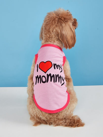 Letter Pattern Pet Clothing For Dogs In Polyester, Perfect For Spring & Summer Seasons