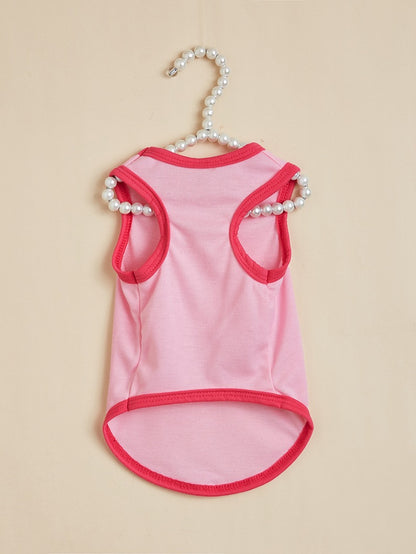 Letter Pattern Pet Clothing For Dogs In Polyester, Perfect For Spring & Summer Seasons