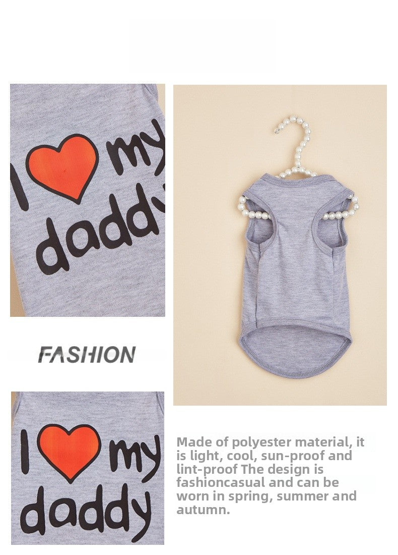Letter Pattern Pet Clothing For Dogs In Polyester, Perfect For Spring & Summer Seasons