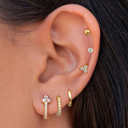 Flowers Earrings For Women In Golden Copper With Zircon Inlay