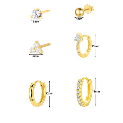 Flowers Earrings For Women In Golden Copper With Zircon Inlay