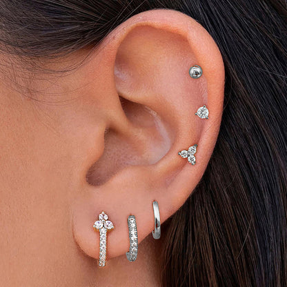 Flowers Earrings For Women In Golden Copper With Zircon Inlay