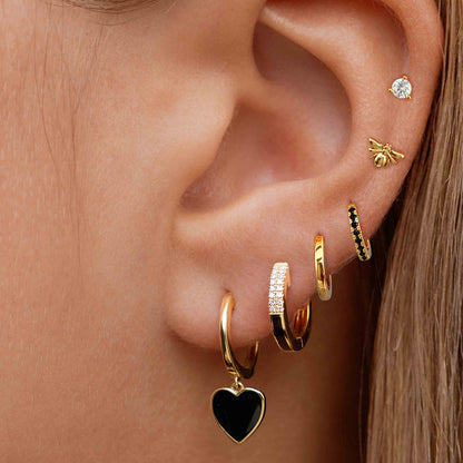 Heart Shape Copper Earrings For Women In Golden, Set Of 6 Pieces