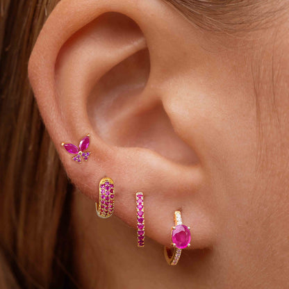 Butterfly Stud Earrings For Women In Golden Copper, 4 Pieces Set