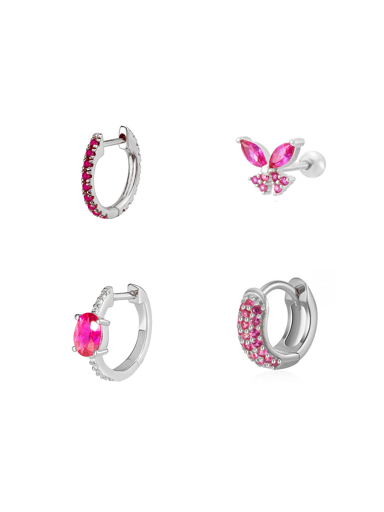 Butterfly Stud Earrings For Women In Golden Copper, 4 Pieces Set
