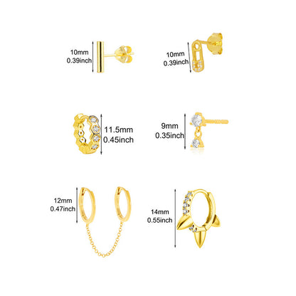 For Women Copper Earrings Featuring 24K Real Gold Plated Finish With Zircon Inlay Chain Design