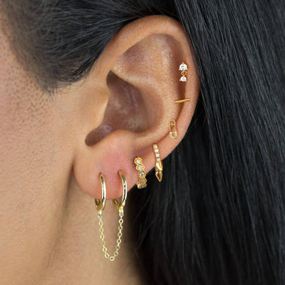 For Women Copper Earrings Featuring 24K Real Gold Plated Finish With Zircon Inlay Chain Design
