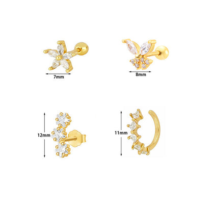 Butterfly Stud Earrings For Women In Copper, Elegant And Lightweight Design