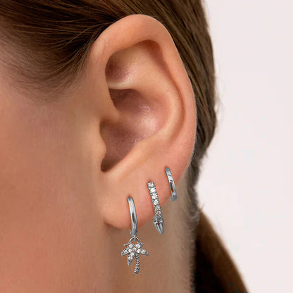 Coconut Tree Earrings For Women, 3 Pieces Set In Elegant Golden Tone