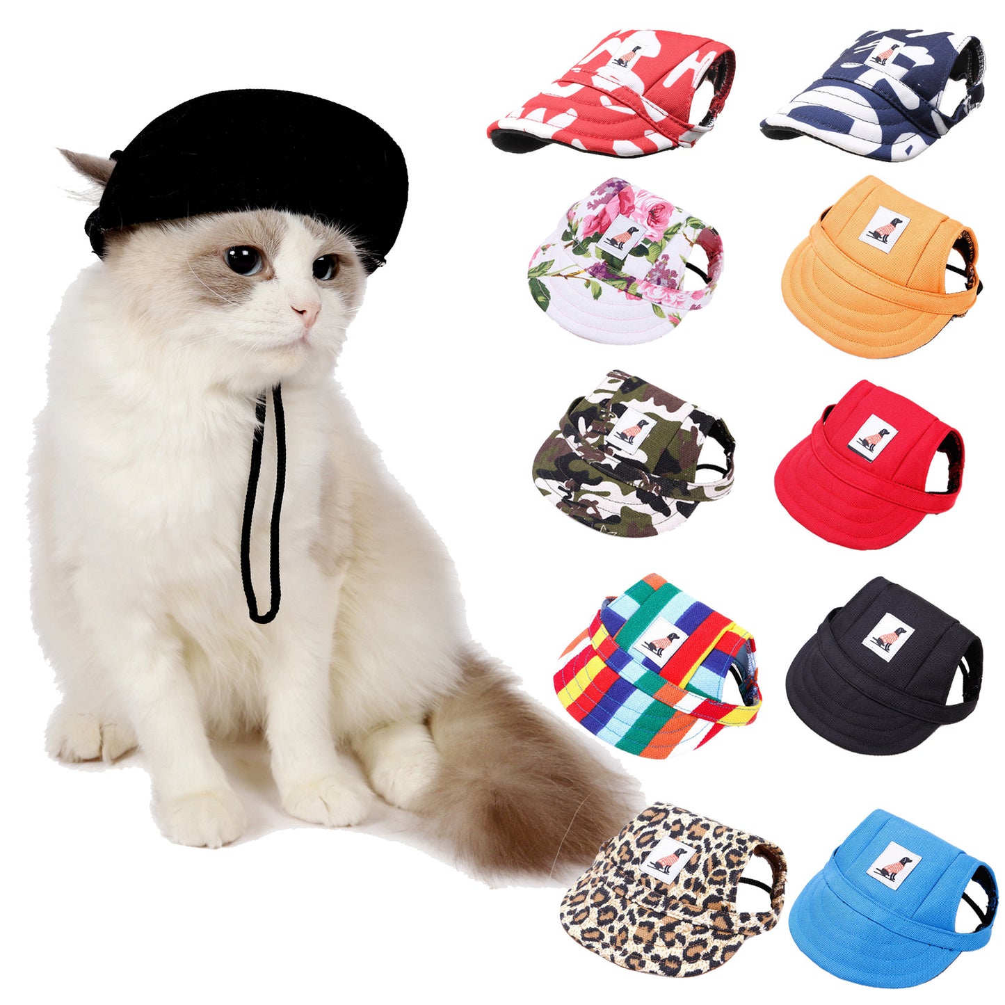 Summer Canvas Pet Hat For Dogs And Cats, Lightweight And Breathable Design
