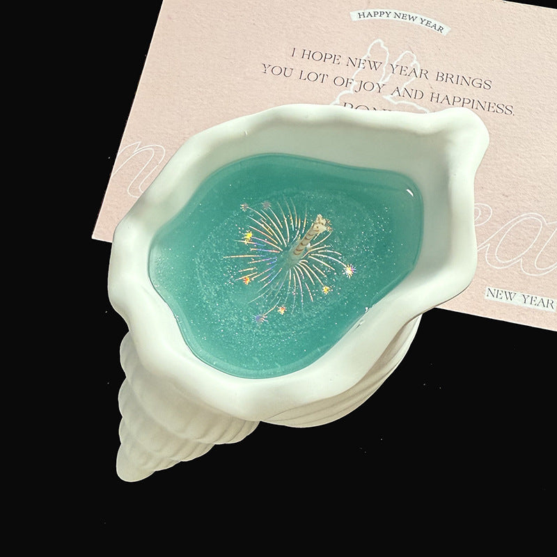 Marine Style Scented Candle With Conch Pattern Made Of Wax For Home Decor