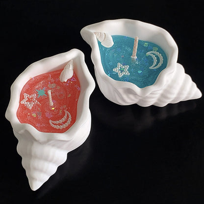 Marine Style Scented Candle With Conch Pattern Made Of Wax For Home Decor