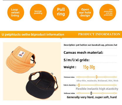 Summer Canvas Pet Hat For Dogs And Cats, Lightweight And Breathable Design