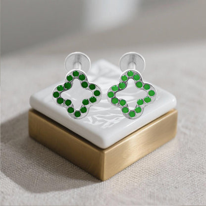 Three-dimensional Flowers Titanium Steel Lip Ring With Platinum Plating And Zircon Inlay, 1 PCS Package, Unisex