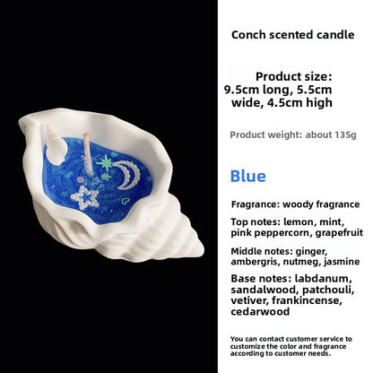 Marine Style Scented Candle With Conch Pattern Made Of Wax For Home Decor