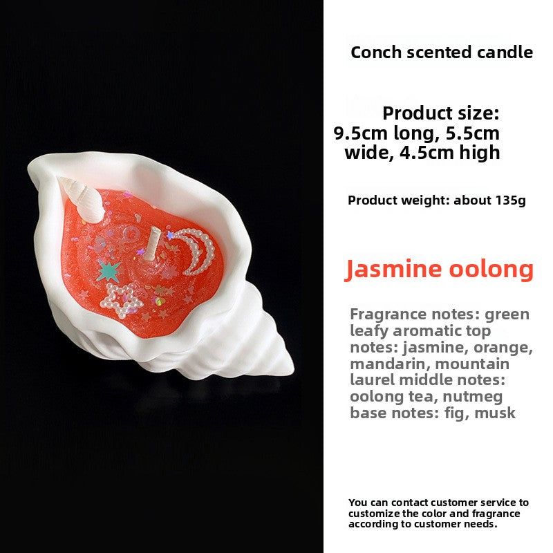 Marine Style Scented Candle With Conch Pattern Made Of Wax For Home Decor