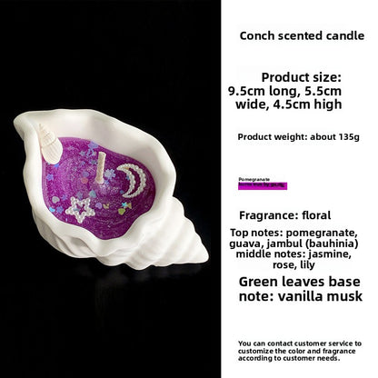 Marine Style Scented Candle With Conch Pattern Made Of Wax For Home Decor