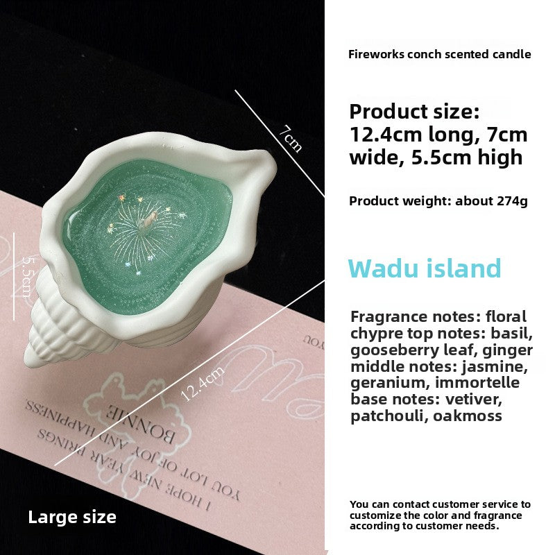 Marine Style Scented Candle With Conch Pattern Made Of Wax For Home Decor