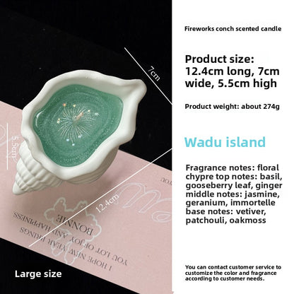 Marine Style Scented Candle With Conch Pattern Made Of Wax For Home Decor