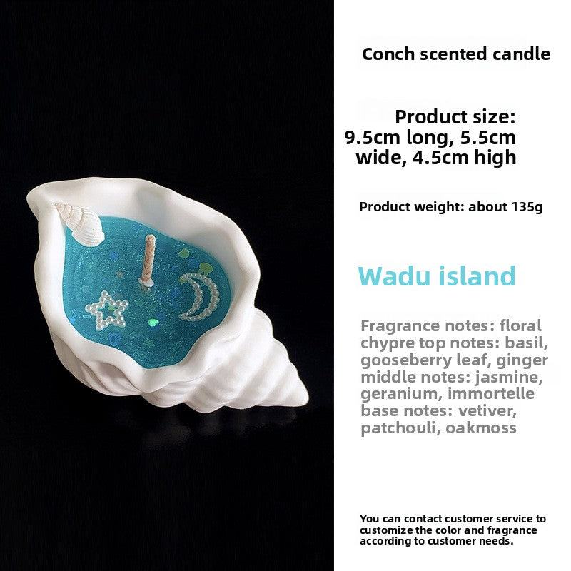 Marine Style Scented Candle With Conch Pattern Made Of Wax For Home Decor