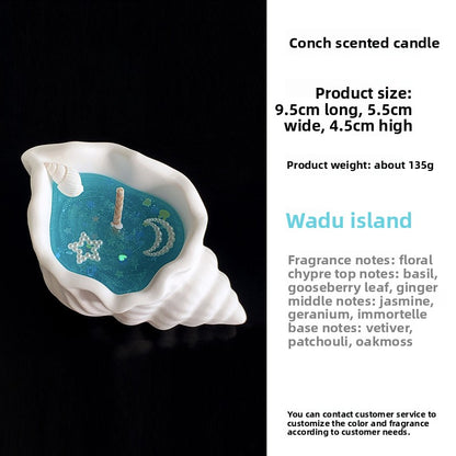 Marine Style Scented Candle With Conch Pattern Made Of Wax For Home Decor