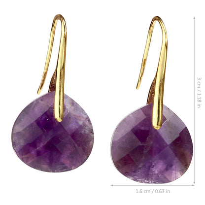 New Style Water Droplets Earrings For Women Featuring Natural Stone With February Birthstone Amethyst In Stone Texture