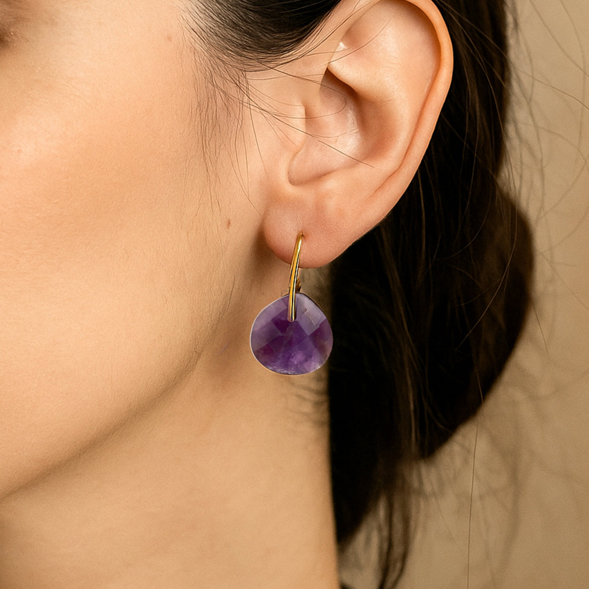 New Style Water Droplets Earrings For Women Featuring Natural Stone With February Birthstone Amethyst In Stone Texture