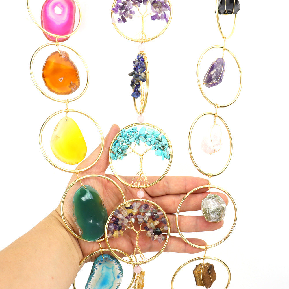 Life Tree Pendant Featuring Agate Stone, Elegant Hanging Decoration