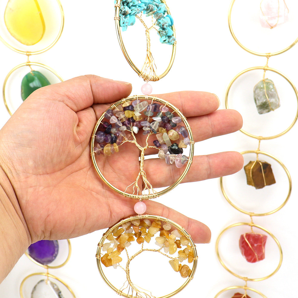 Life Tree Pendant Featuring Agate Stone, Elegant Hanging Decoration