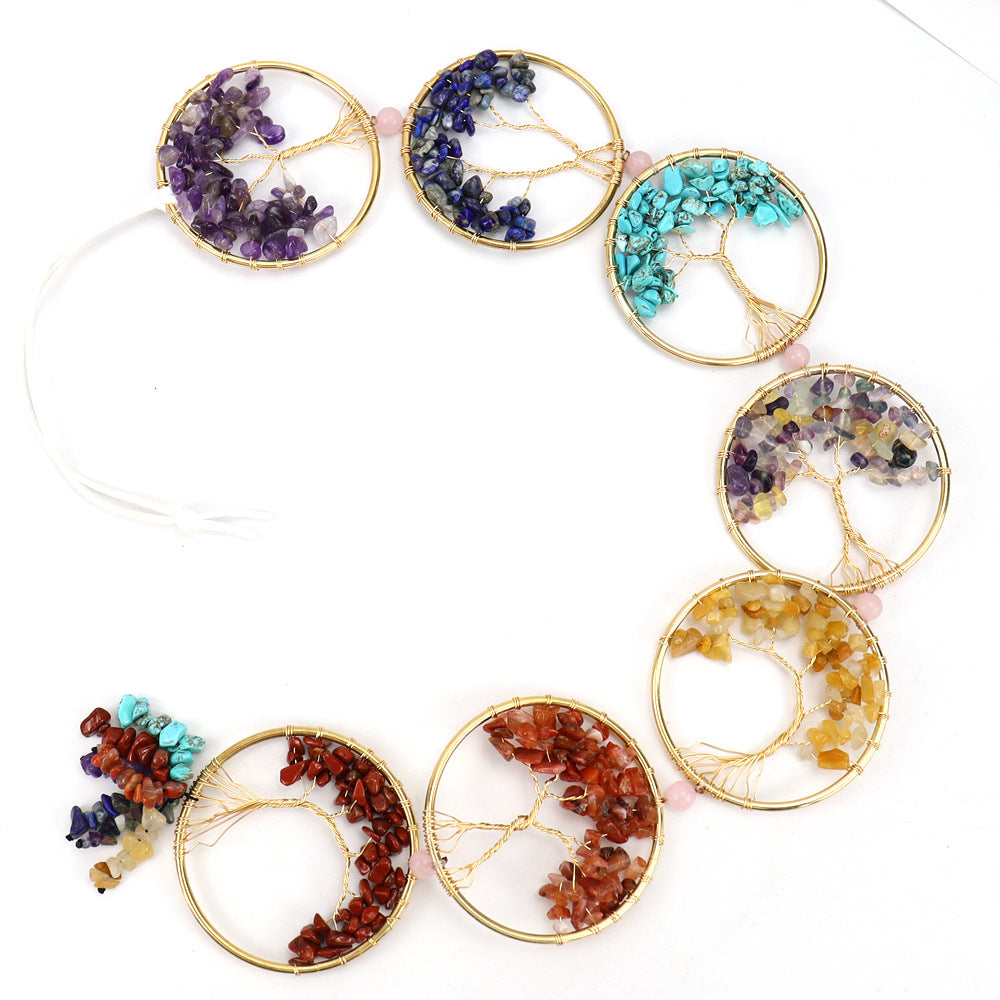 Life Tree Pendant Featuring Agate Stone, Elegant Hanging Decoration