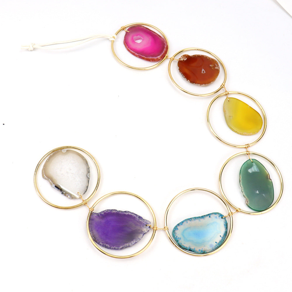 Life Tree Pendant Featuring Agate Stone, Elegant Hanging Decoration