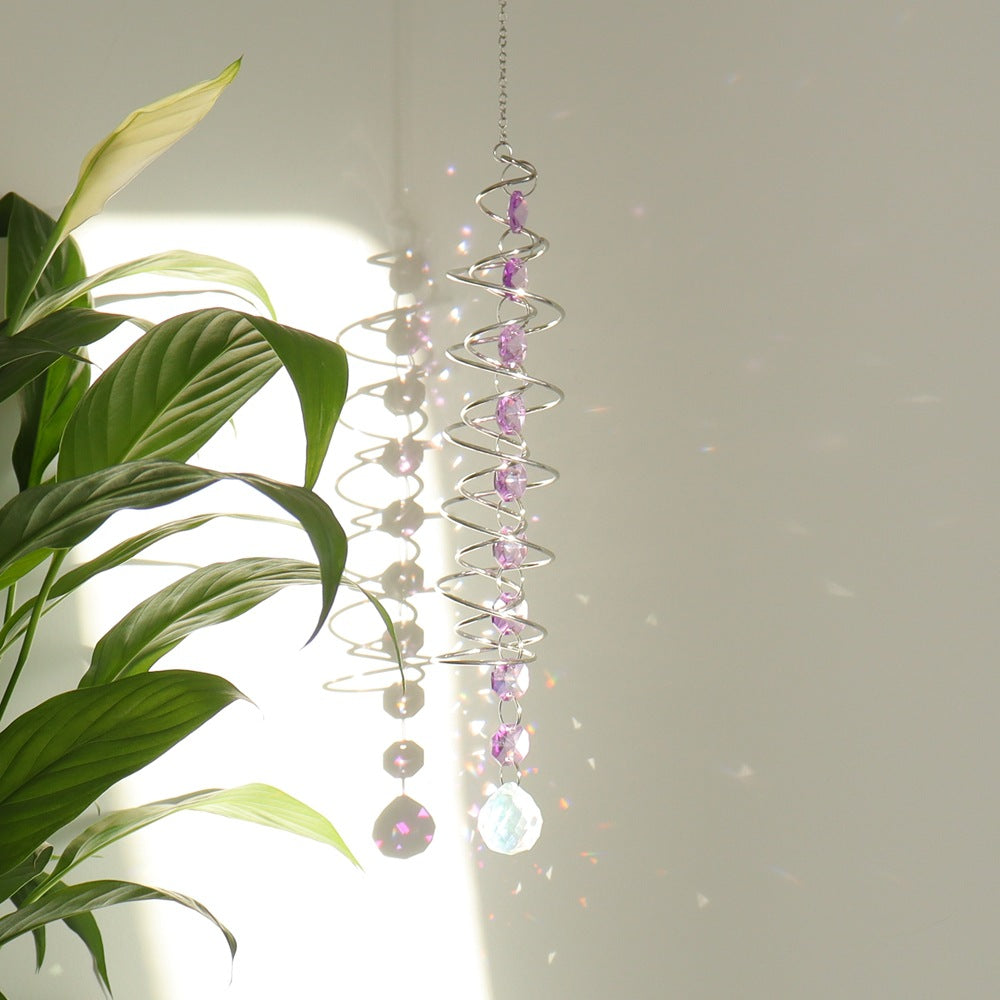 Spiral Agate Suncatcher Hanging Ornament In Colour