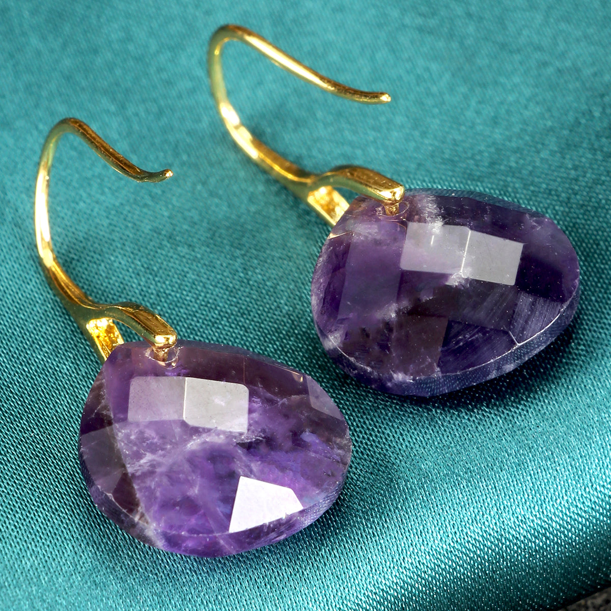 New Style Water Droplets Earrings For Women Featuring Natural Stone With February Birthstone Amethyst In Stone Texture