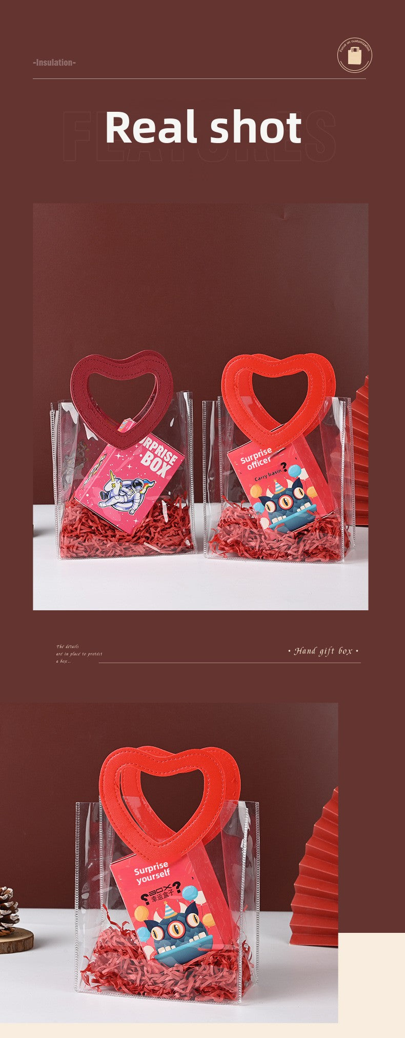 Red Plastic Jewelry Packaging Bags With Handle, Perfect For Wedding Season Gift Presentation