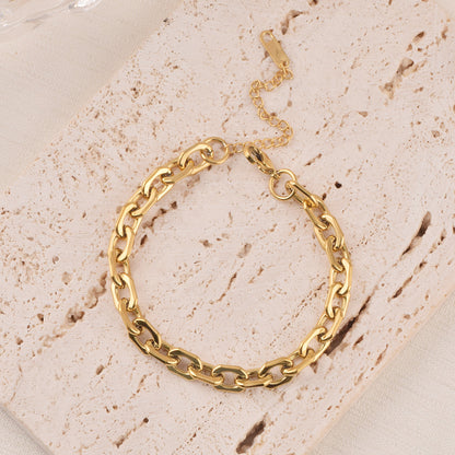Rhombus Bracelet For Love Charms In Golden 304 Stainless Steel With PVD Coated Gold Plating