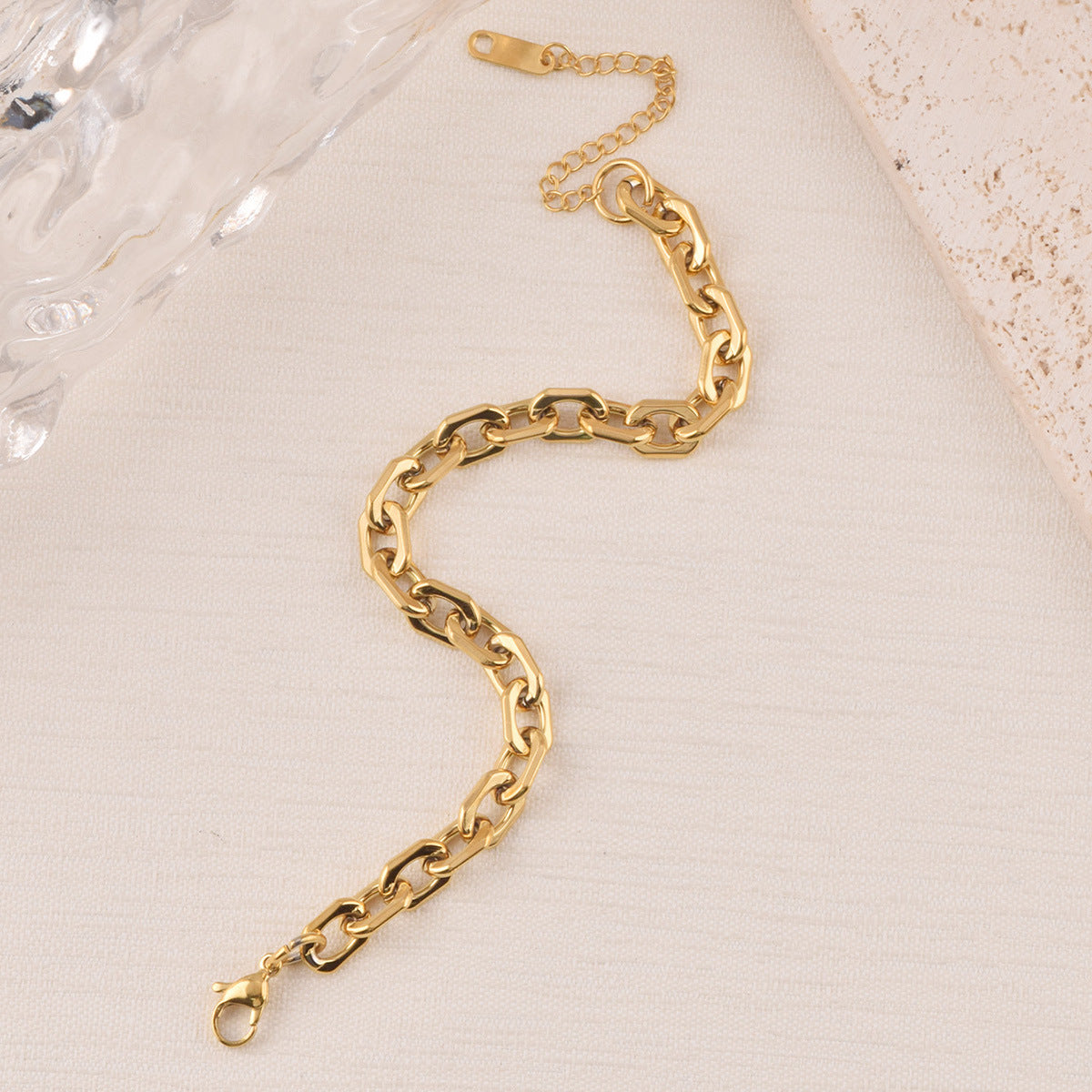 Rhombus Bracelet For Love Charms In Golden 304 Stainless Steel With PVD Coated Gold Plating