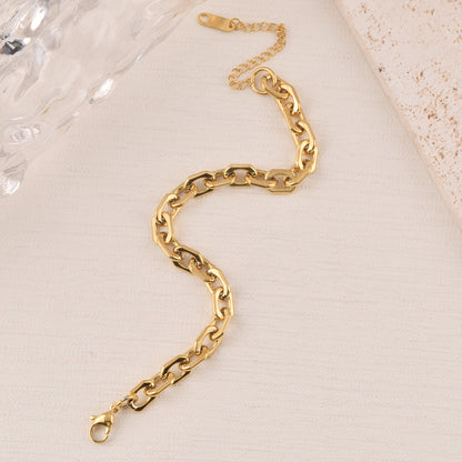 Rhombus Bracelet For Love Charms In Golden 304 Stainless Steel With PVD Coated Gold Plating