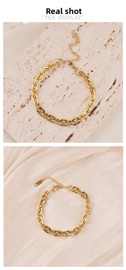 Rhombus Bracelet For Love Charms In Golden 304 Stainless Steel With PVD Coated Gold Plating