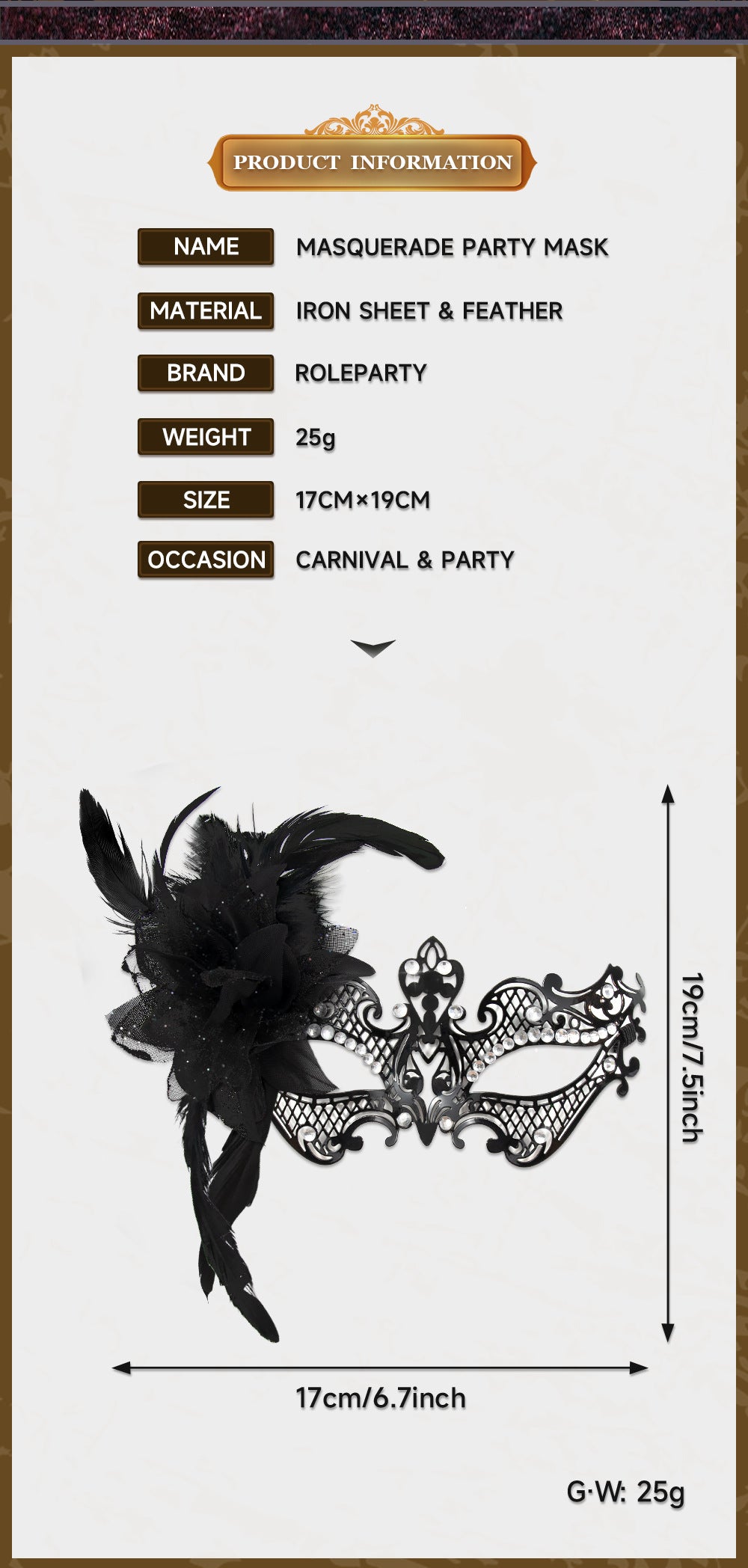 Mardi Gras Masquerade Party Mask Made Of Durable Alloy For Festive Celebrations