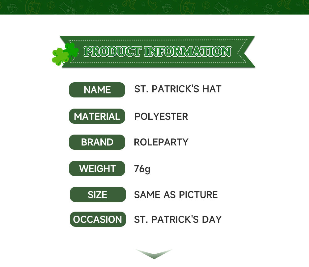 St. Patrick's Day Cloth Hat For Festival And Party Supplies, Perfect For Costume Accessories